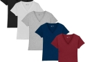 Kit 5 Camisetas Feminina Babylook Básica Algodão Gola V By Zaroc