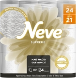 Neve Papel Higiênico Supreme Folha Tripla, 20m, Leve 24 Pague 21 Rolos￼