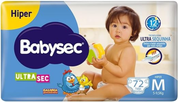 Babysec Fraldas Descartáveis Ultrasec Galinha Pintadinha, 72 Unidades, Tamanho M 5 – 9, 5 Kg, Babysec, Azul, M
