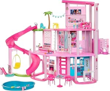 Barbie Casa de Bonecas Dos Sonhos com +75 peças, Três Andares e Escorregador para Boneca, Para Crianças A Partir de 3 anos