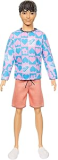 Boneco Barbie Ken Fashionistas 219 Mestiço com Camisa Rosa e Azul, Shorts Laranja – HRH24 Mattel