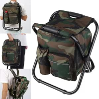 Cadeira Mochila Banqueta Bolsa Semi Termica Banco Dobravel Pesca Acampamento Pescaria Camping Praia Ar Livre Piquenique Portatil 2 Em 1 Multiuso