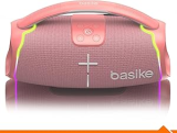 Caixa de Som Bluetooth Basike H61, 50W Potência, IPX6, Alto-Falante Hi-Fi, Luz RGB Surround, Portátil, Resistente à Água (Laranja)