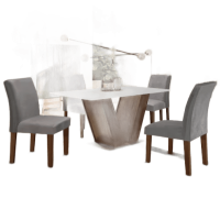 Conjunto Sala De Jantar Mesa 120x80cm Tampo Mdf Com 4 Cadeiras Espanha Yescasa Chocolate/grafite – Marrom
