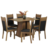 Conjunto Sala de Jantar Mesa Tampo de Madeira 6 Cadeiras Beverly Madesa