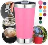Copo Térmico de Aço Inox 500ml com Abridor e Tampa – Conserva a Temperatura de Bebidas como Chopp, Cerveja, Refrigerante e Café (Rosa)