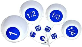 Copos medidores Chef Craft Select, plástico, branco com azul