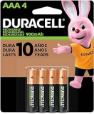 Duracell, AAA-Rechx4, Pilha Recarregável AAA Palito Com 4 Unidades
