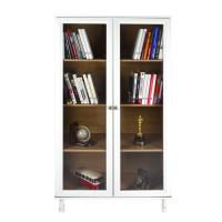 Estante Para Livros Ditália 2 Portas Vidro E-957 Cor:branco |
