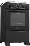 Fogão Atlas 4 bocas preto com forno limpa fácil Coliseum Plus – Forno 50l
