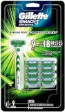 Gillette Mach3 Sensitive Aparelho De Barbear Recarregável + 9 Cargas Com Aloe Vera, Ideal Para Peles Sensíveis, 1 Kit