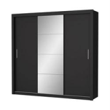 Guarda Roupa Casal com Espelho 3 Portas 4 Gavetas Max Plus Espresso Móveis Preto