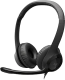 Headset com fio USB Logitech H390 com Almofadas Confortáveis, Controles de Áudio Integrado e Microfone com Redução de Ruído – Preto
