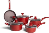 Jogo de Panelas 5 Peças Ceramic Life Optima com Fundo de Indução Brinox – Vermelho Carmin