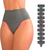 Kit 10 Calcinhas Femininas Cós Alto – Compressão para Barriga Cintura Alta, Calcinha Modeladora, Forro 100% Algodão – VIÉRE