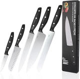 LUMAI Conjunto de Facas Aço Inoxidável 3CR13, Kit 5 Peças com Lâminas Afiadas e Duráveis, Inclui Faca do Chef, Santoku, Pão, Trinchar e Descascar, Corte Preciso para Cozinha Profissional e Doméstica