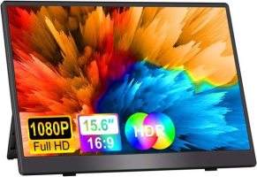 Monitor Portátil Fhd De 15,6 Polegadas, Tela Ips 1920x1080p, Hdr, Luz Azul Baixa, Monitor Ultra Fino Para Laptop Com Suporte, Para Pc, Mac, Smartphone, Xbox, Ps5 – Conectividade Usb C E Hdmi