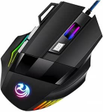 Mouse Gamer Anúbis 7 Botões 32000 DPI Ajustável LED RGB Alta Precisão e Velocidade Jogos Trabalho Estudos Cabo Reforçado Super Rápido Ergonômico Antideslizante Clique Duplo Premium – Preto