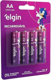 Pilha recarregável AA 2700Mah Elgin Com 4 unidades Comum