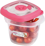Pote Quadrado Plástico, 450ml, Transparente/Rosa, Sanremo