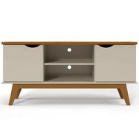 Rack Patrimar Marselha com 136 cm de Largura, Ideal para TV de até 46″ – Off White/Cedro