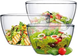 Ruvolo Saladeira Bowl, Bowl Tropical de Vidro, Multiuso P M e G 3 Peças