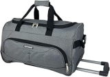 Sacola Bolsa Mala De Viagem Média Rockefeller Center de Poliéster com 2 Rodas fixas e Pés de Apoio Removível, Cinza, Santino – LZS1U