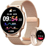 Smartwatch Feminino 1.32″ Full Touch, IP68 à Prova d’Água, Ligações Bluetooth, 100+ Modos Esportivos, Notificações Inteligentes, Assistente de Voz, Compatível com iOS/Android, Inclui 2 Pulseiras, Ouro