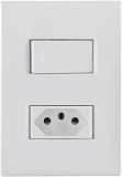 Tramontina Conjunto com 1 Interruptor Simples 10A 250V e 1 Tomada 2P+T 20A 250V 4×2 – Liz Branco