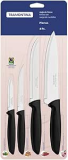 Tramontina Jogo Facas Inox 4pc Plenus Pre, Preto