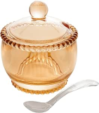 Wolff Pearl Açucareiro de Cristal com Colher, Laranja (Âmbar), 10 x 8 x 7 cm